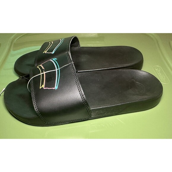 iSlide San Antonio Spurs Black Sandals Slides‎ UNISEX SIZE W 6/7, M 5/6 *NEW* - Picture 2 of 6